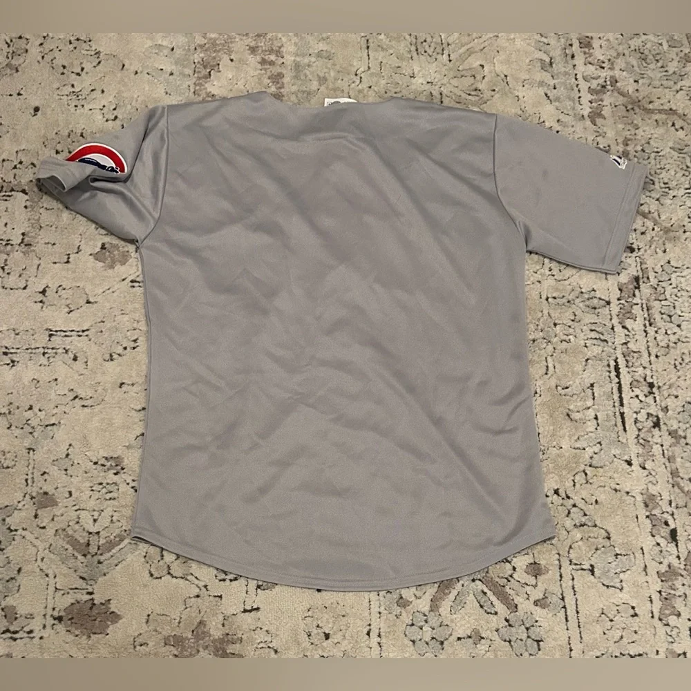 Majestic Authentic Chicago Cubs Baseball Road Gray Jersey with Patch Men’s Sz: L - Picture 6 of 6